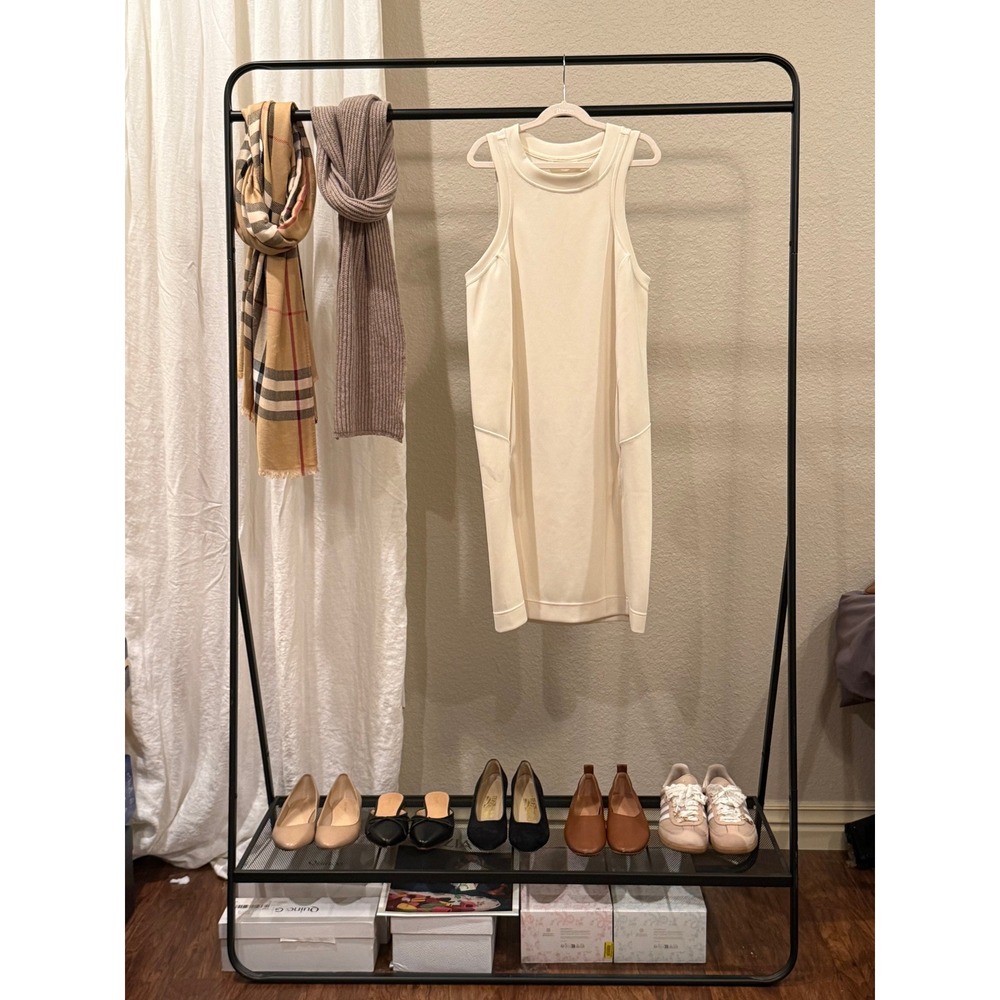 Lululemon Softstreme Sleeveless Dress Ivory Cream Midi Pockets Size 6 Athleisure